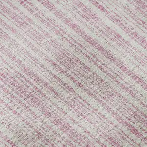 Photo of Pink And Ivory Striped Washable Area Rug With UV Protection