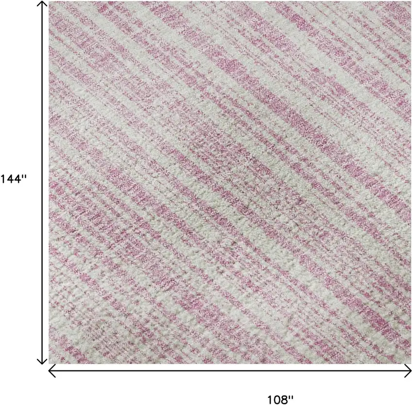 Pink And Ivory Striped Washable Area Rug With UV Protection Photo 9