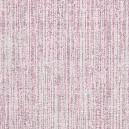 Pink And Ivory Striped Washable Area Rug With UV Protection Photo 3