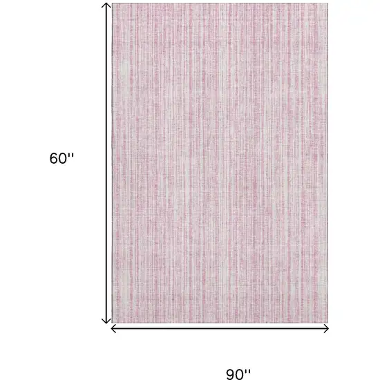 Pink And Ivory Striped Washable Area Rug With UV Protection Photo 7