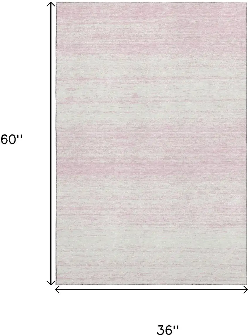 Pink And Ivory Striped Washable Area Rug With UV Protection Photo 3