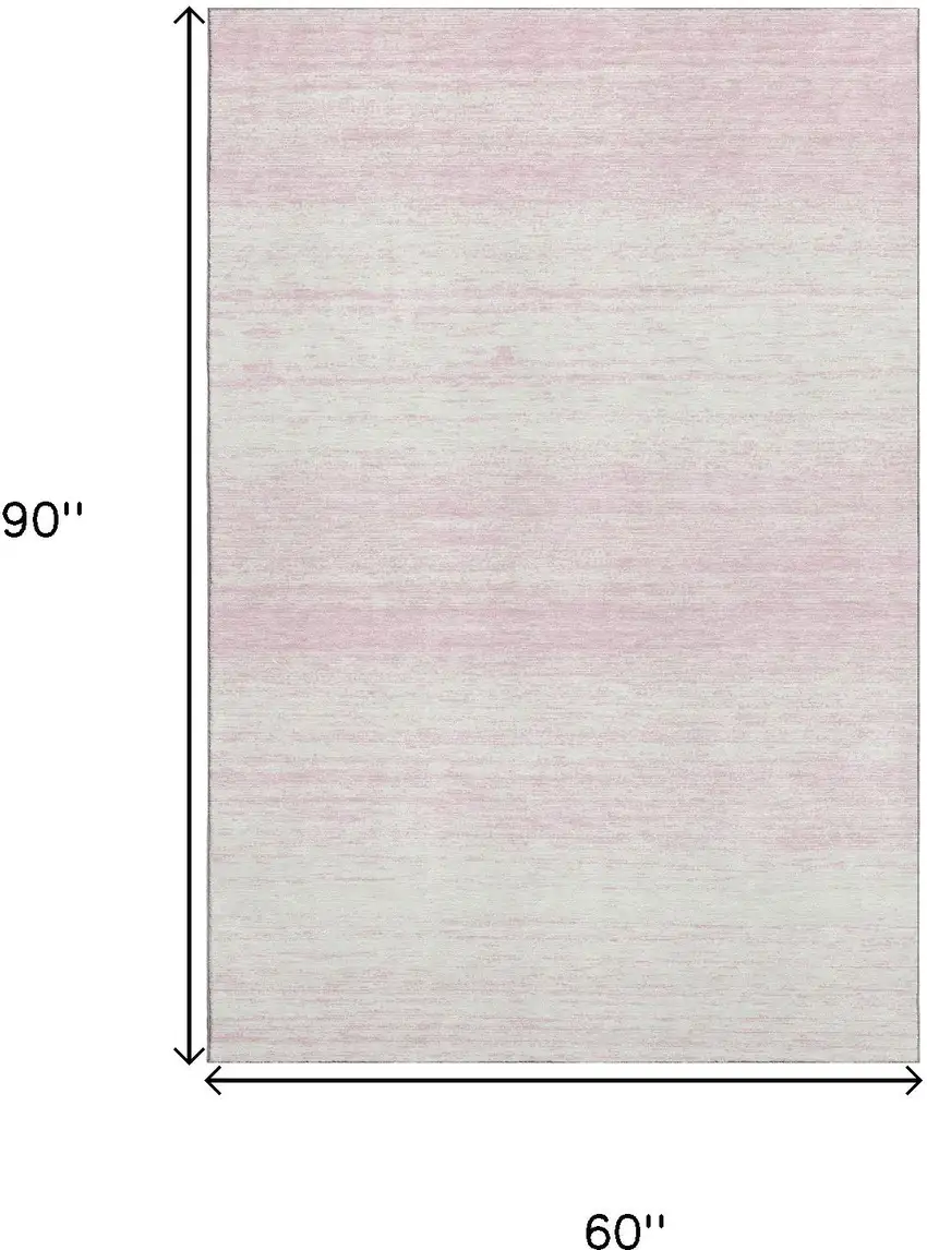 Pink And Ivory Striped Washable Area Rug With UV Protection Photo 3