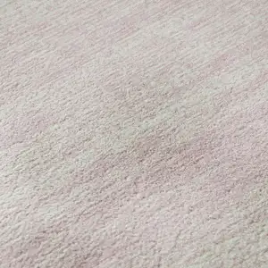 Photo of Pink And Ivory Striped Washable Area Rug With UV Protection