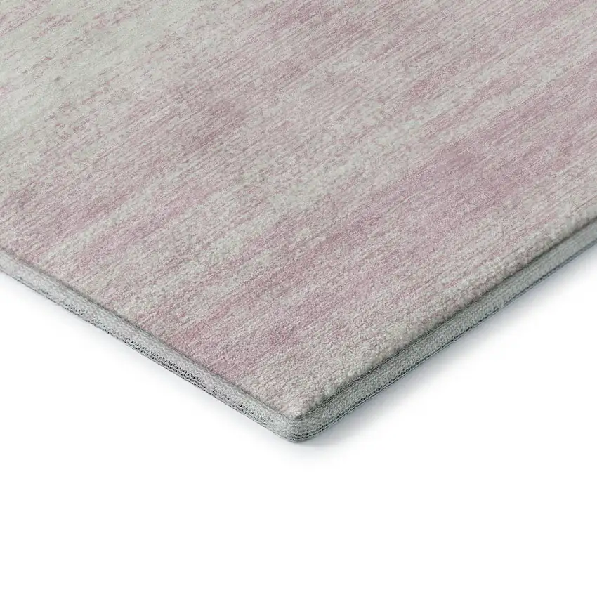 Pink And Ivory Striped Washable Area Rug With UV Protection Photo 7
