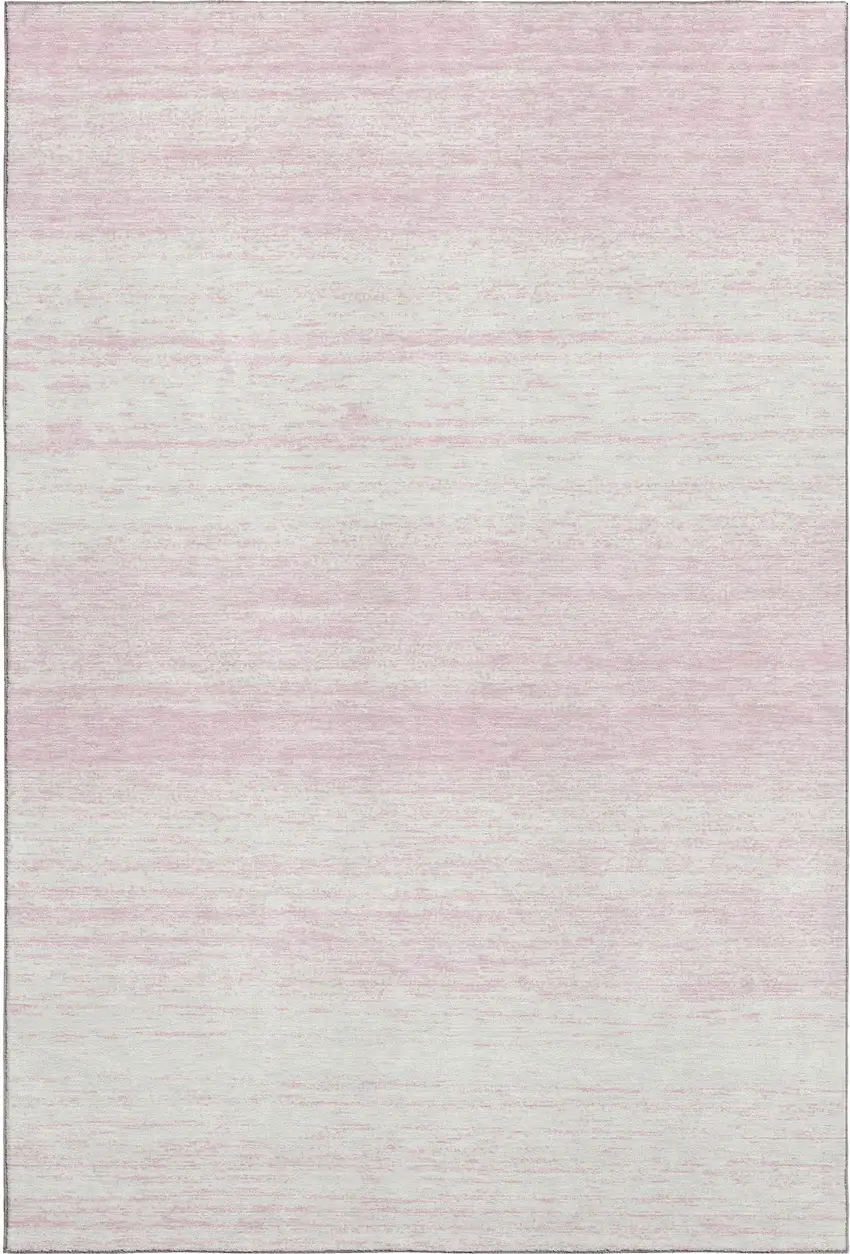 Pink And Ivory Striped Washable Area Rug With UV Protection Photo 5