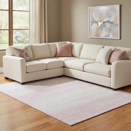 Pink And Ivory Striped Washable Area Rug With UV Protection Photo 1