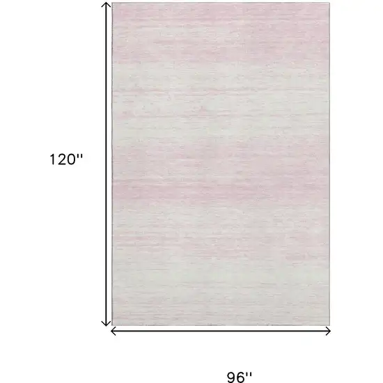 Pink And Ivory Striped Washable Area Rug With UV Protection Photo 3