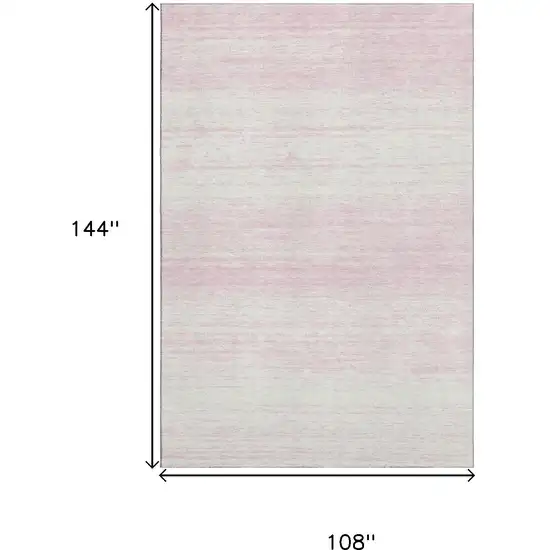 Pink And Ivory Striped Washable Area Rug With UV Protection Photo 3
