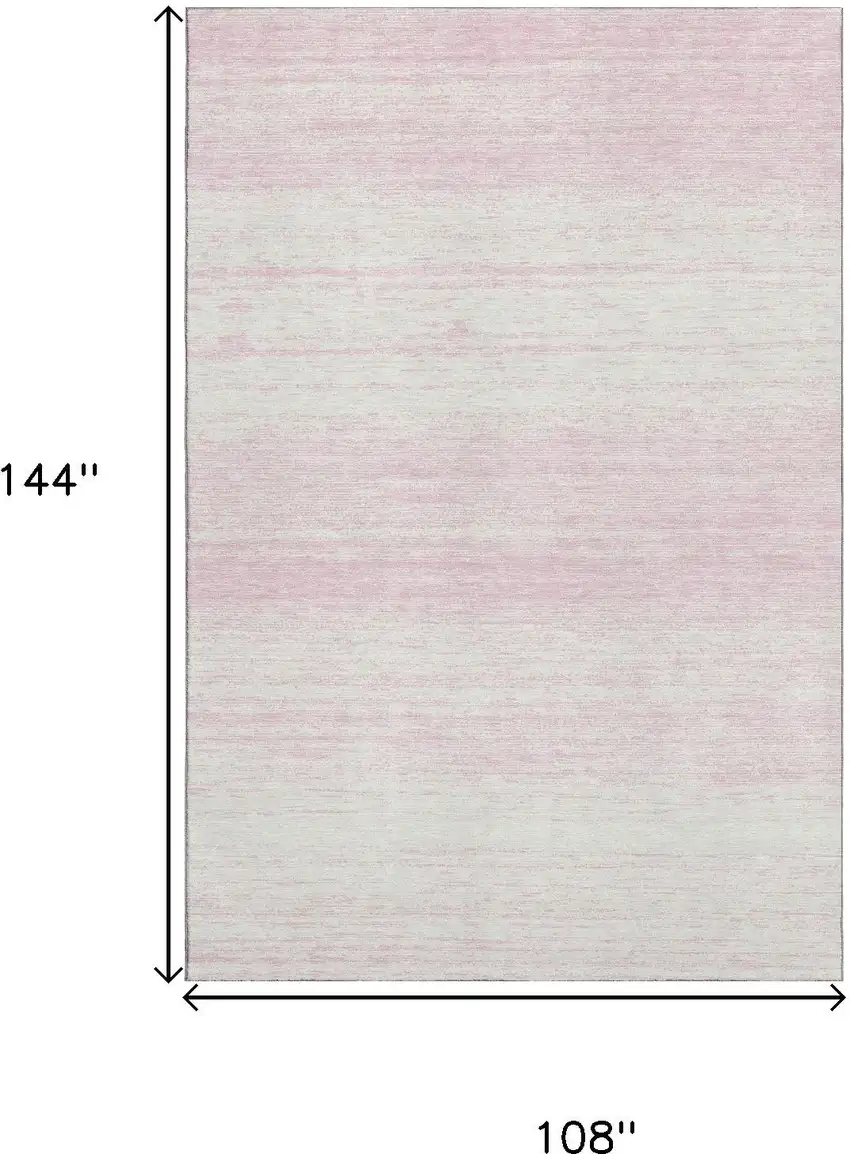 Pink And Ivory Striped Washable Area Rug With UV Protection Photo 3