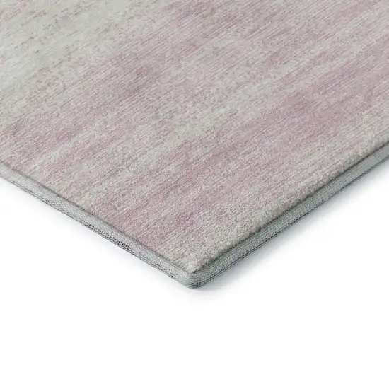 Pink And Ivory Striped Washable Area Rug With UV Protection Photo 8