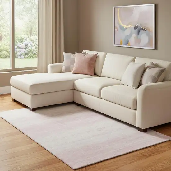 Pink And Ivory Striped Washable Area Rug With UV Protection Photo 1