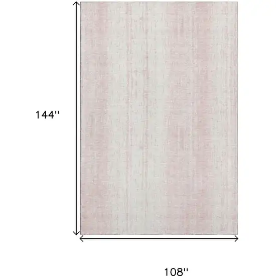 Pink And Ivory Striped Washable Area Rug With UV Protection Photo 3