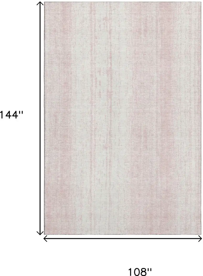 Pink And Ivory Striped Washable Area Rug With UV Protection Photo 3