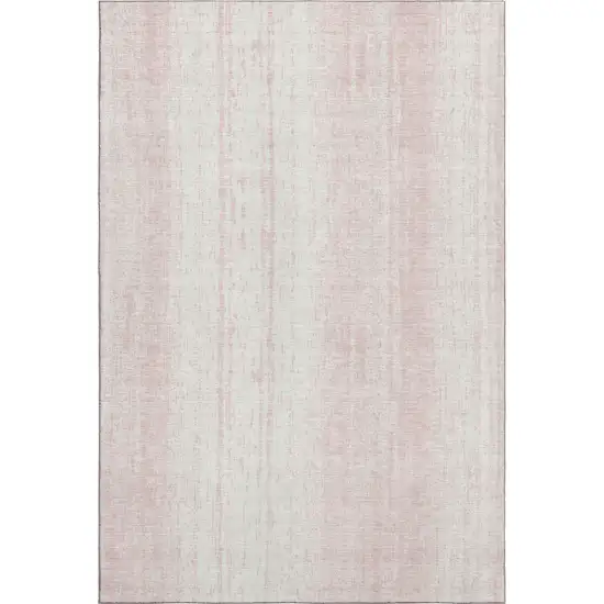 Pink And Ivory Striped Washable Area Rug With UV Protection Photo 3