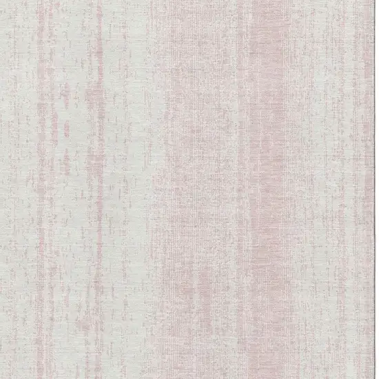 Pink And Ivory Striped Washable Area Rug With UV Protection Photo 5