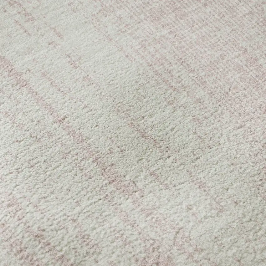 Pink And Ivory Striped Washable Area Rug With UV Protection Photo 7