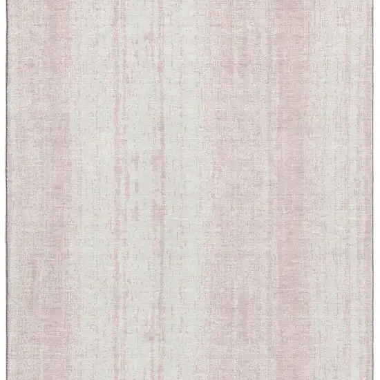 Pink And Ivory Striped Washable Area Rug With UV Protection Photo 4