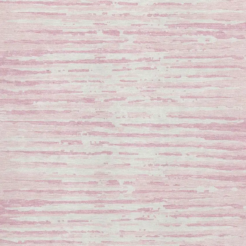 Pink And Ivory Striped Washable Area Rug With UV Protection Photo 4