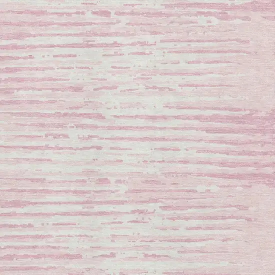 Pink And Ivory Striped Washable Area Rug With UV Protection Photo 3