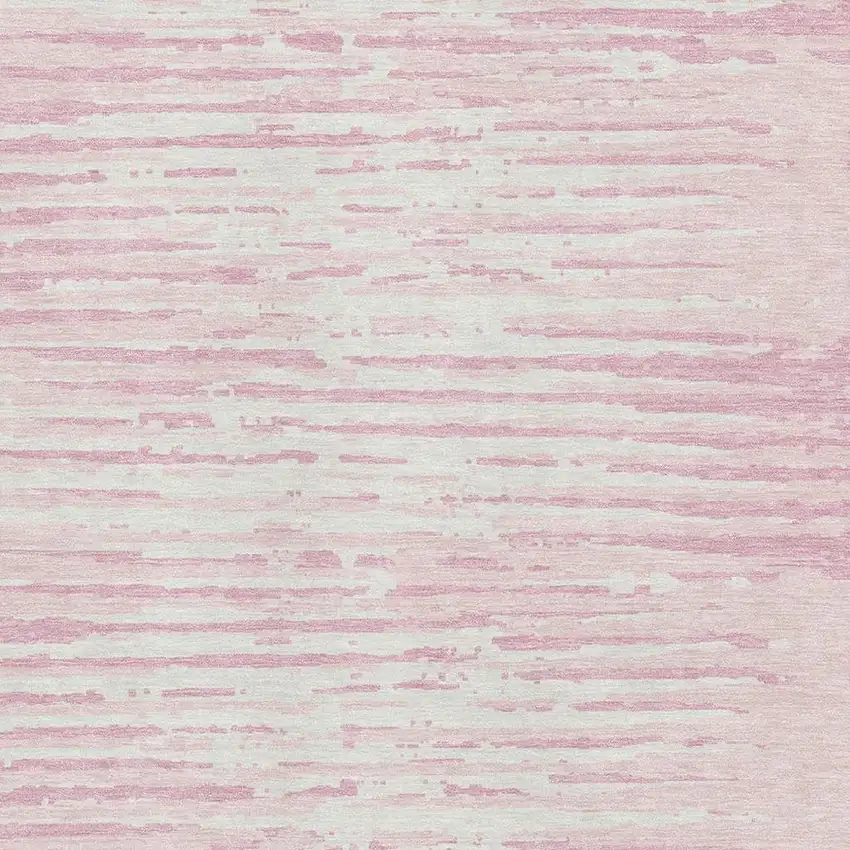Pink And Ivory Striped Washable Area Rug With UV Protection Photo 3
