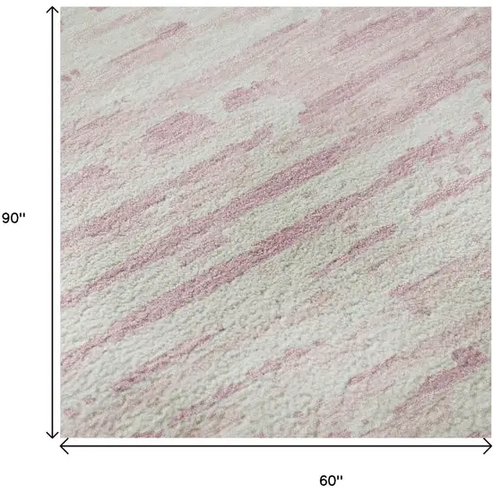 Pink And Ivory Striped Washable Area Rug With UV Protection Photo 9