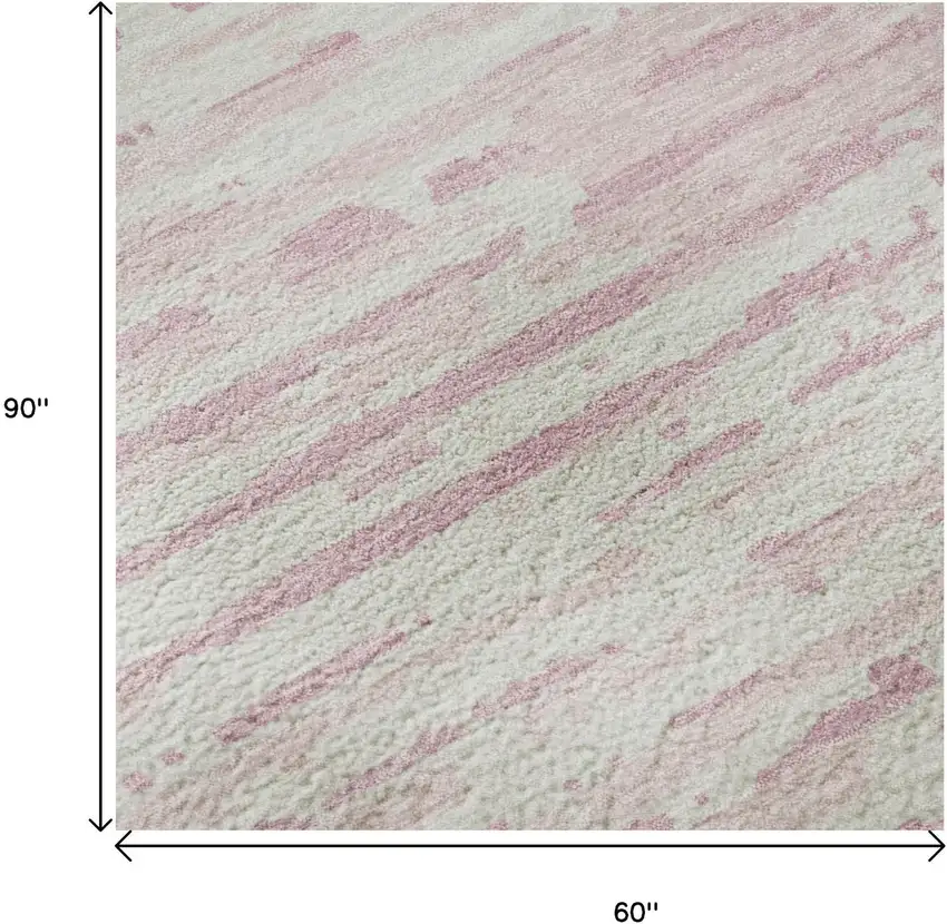 Pink And Ivory Striped Washable Area Rug With UV Protection Photo 9