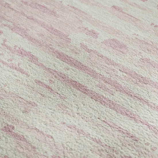 Pink And Ivory Striped Washable Area Rug With UV Protection Photo 3
