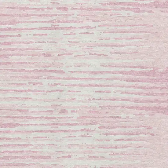 Pink And Ivory Striped Washable Area Rug With UV Protection Photo 3