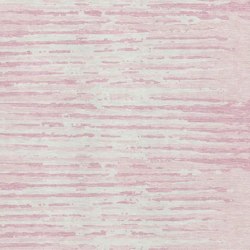 Pink And Ivory Striped Washable Area Rug With UV Protection Photo 3