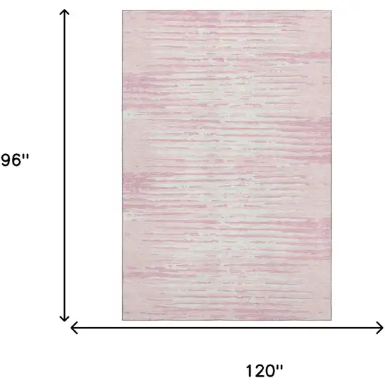 Pink And Ivory Striped Washable Area Rug With UV Protection Photo 7