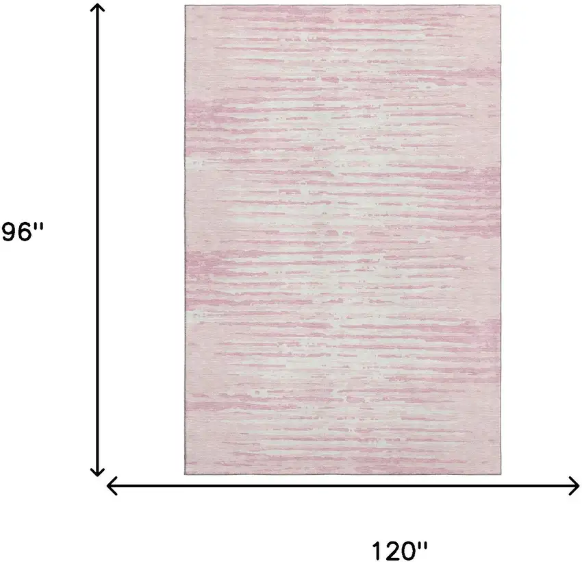 Pink And Ivory Striped Washable Area Rug With UV Protection Photo 7