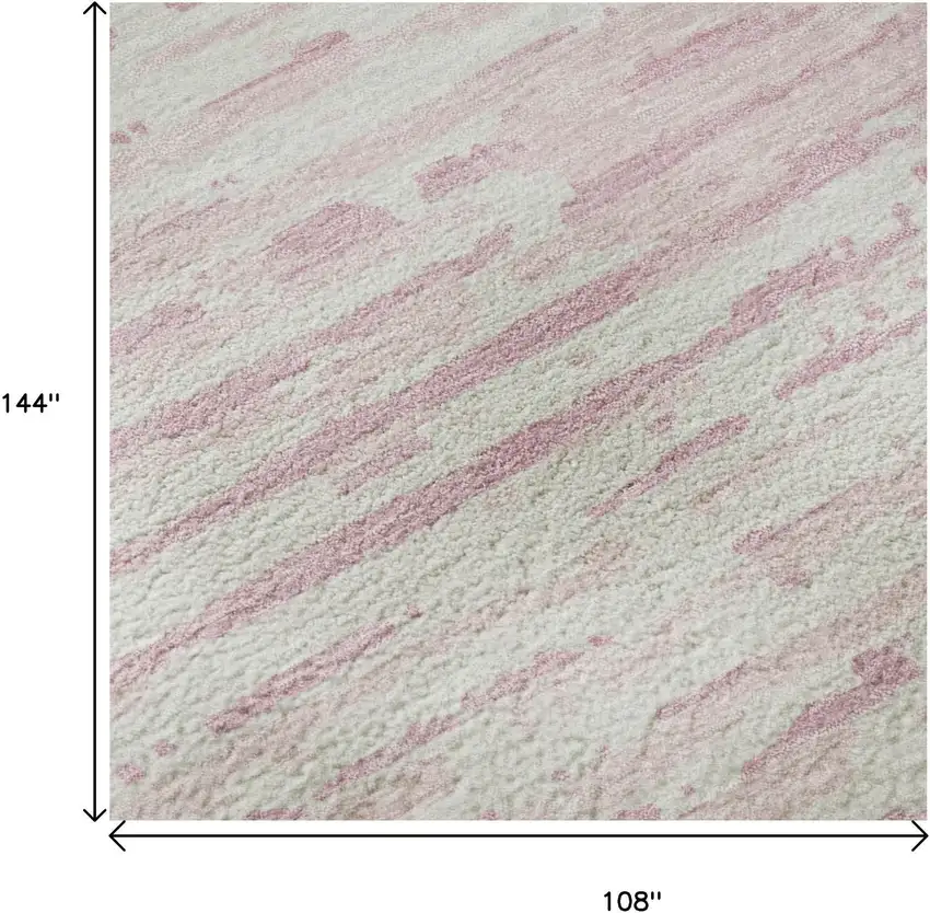Pink And Ivory Striped Washable Area Rug With UV Protection Photo 9