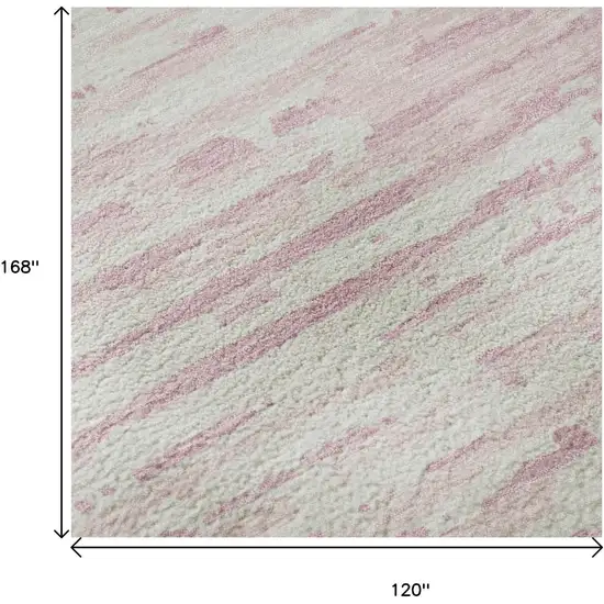 Pink And Ivory Striped Washable Area Rug With UV Protection Photo 9
