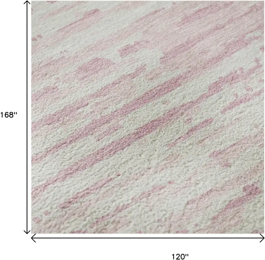 Pink And Ivory Striped Washable Area Rug With UV Protection Photo 9