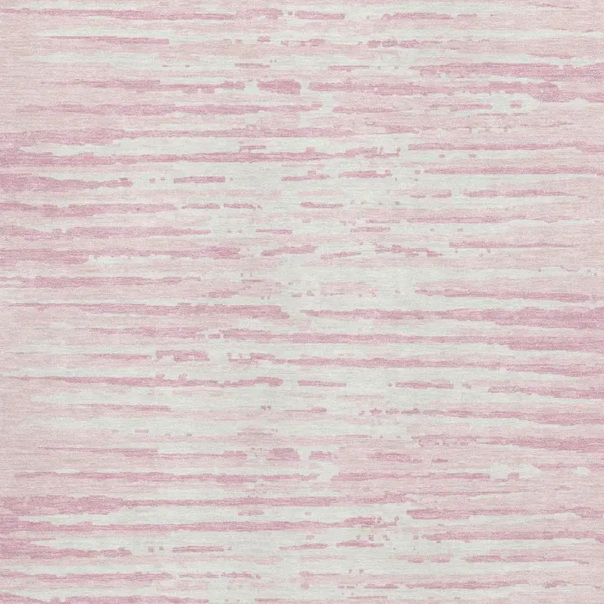 Pink And Ivory Striped Washable Area Rug With UV Protection Photo 7