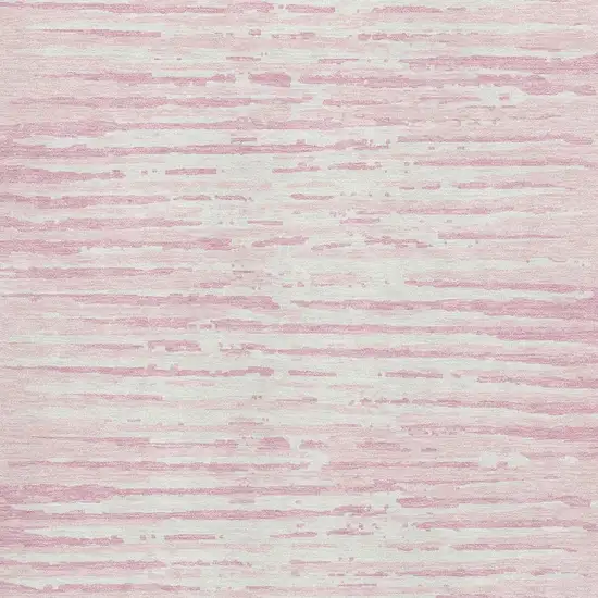 Pink And Ivory Striped Washable Area Rug With UV Protection Photo 3