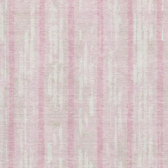 Pink And Ivory Striped Washable Area Rug With UV Protection Photo 4