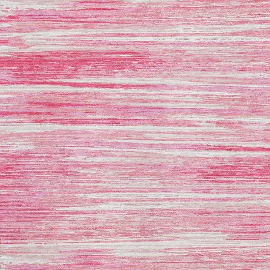 Pink And Ivory Striped Washable Area Rug With UV Protection Photo 4