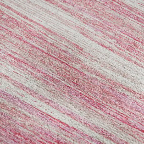 Pink And Ivory Striped Washable Area Rug With UV Protection Photo 4