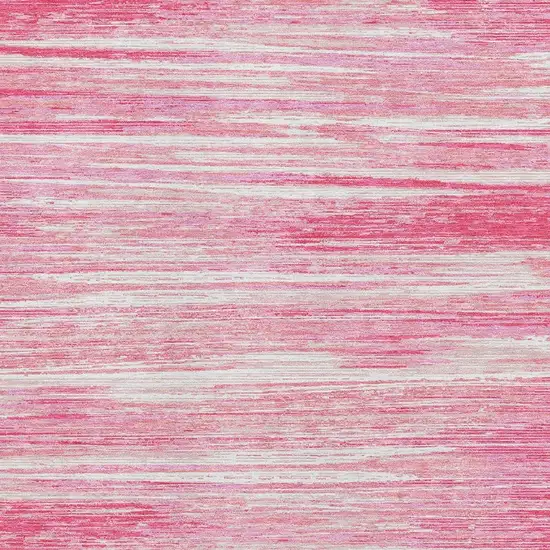 Pink And Ivory Striped Washable Area Rug With UV Protection Photo 3
