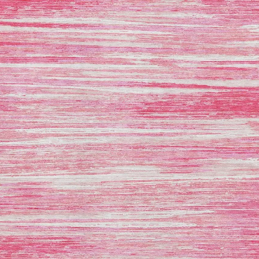 Pink And Ivory Striped Washable Area Rug With UV Protection Photo 3