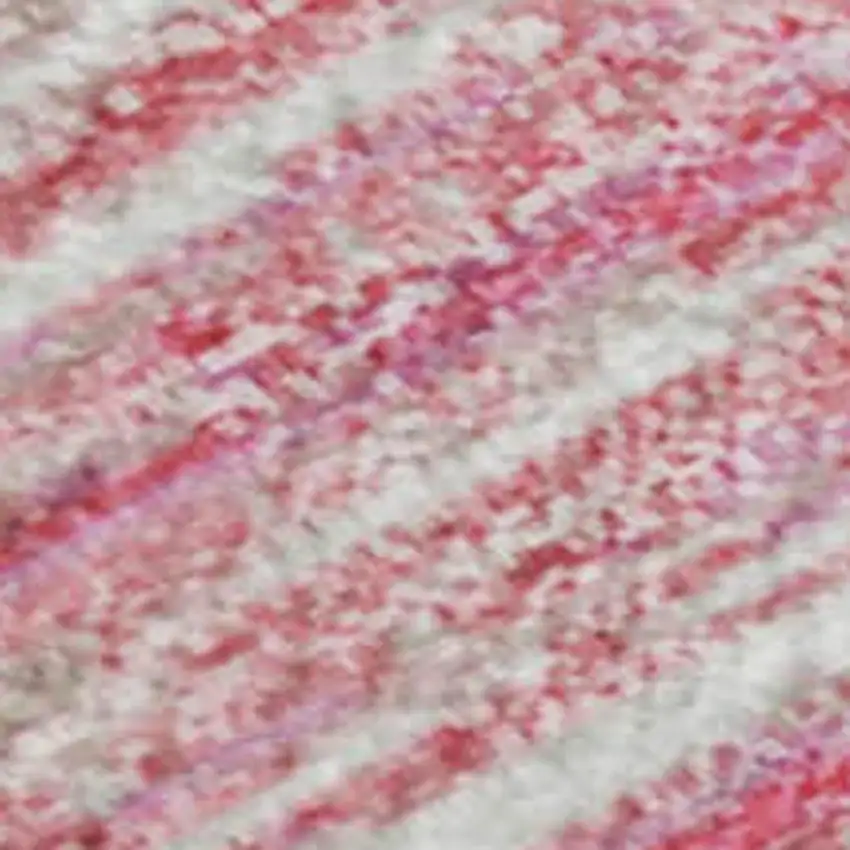 Pink And Ivory Striped Washable Area Rug With UV Protection Photo 3