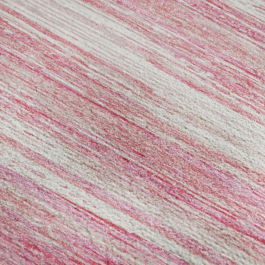 Pink And Ivory Striped Washable Area Rug With UV Protection Photo 3