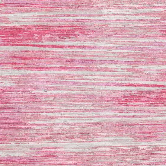 Pink And Ivory Striped Washable Area Rug With UV Protection Photo 3