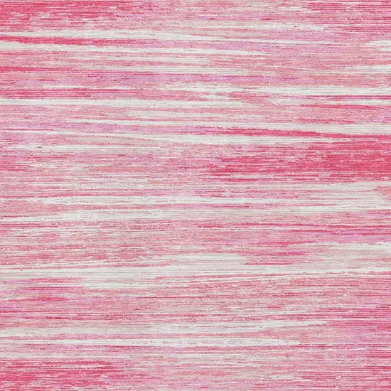 Pink And Ivory Striped Washable Area Rug With UV Protection Photo 3
