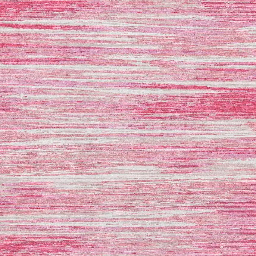 Pink And Ivory Striped Washable Area Rug With UV Protection Photo 3