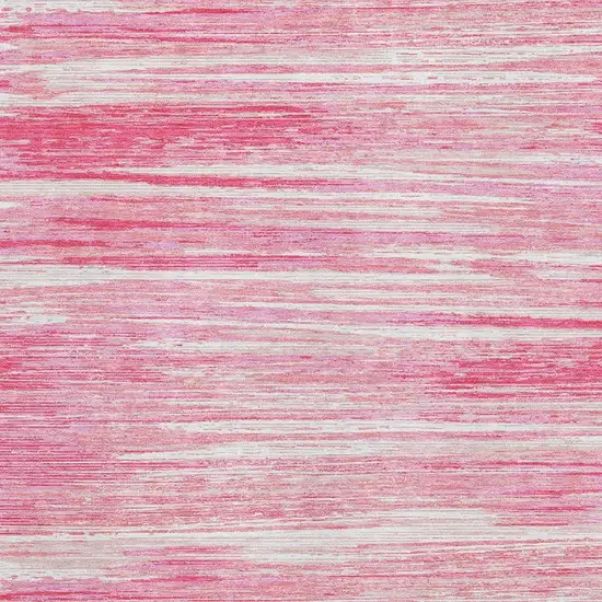 Pink And Ivory Striped Washable Area Rug With UV Protection Photo 3