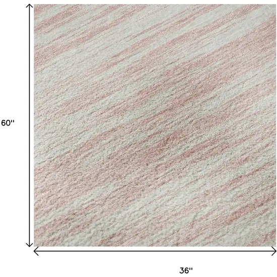 Pink And Ivory Striped Washable Area Rug With UV Protection Photo 9