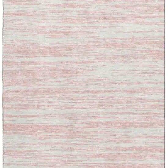 Pink And Ivory Striped Washable Area Rug With UV Protection Photo 4