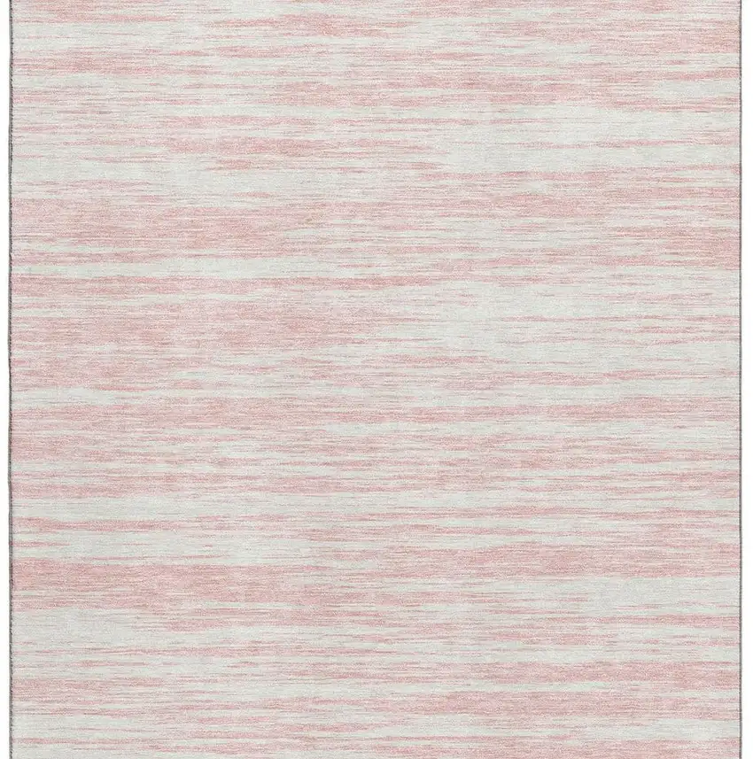 Pink And Ivory Striped Washable Area Rug With UV Protection Photo 4